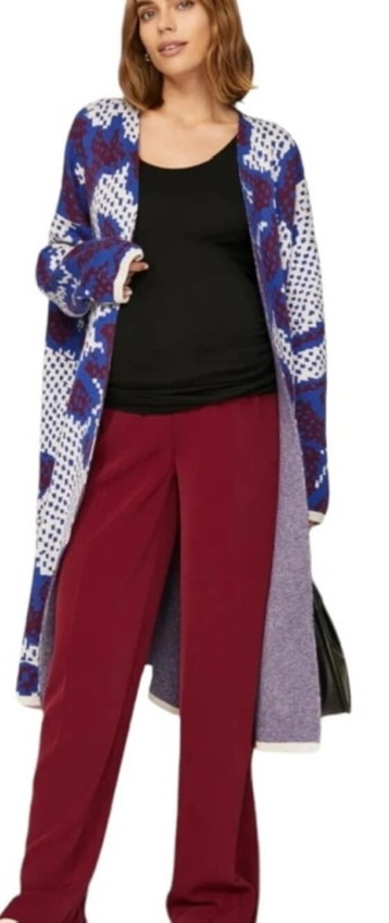Pietro Brunelli Italian Maternity Pants Burgundy Slim Fit Size XL Stretch